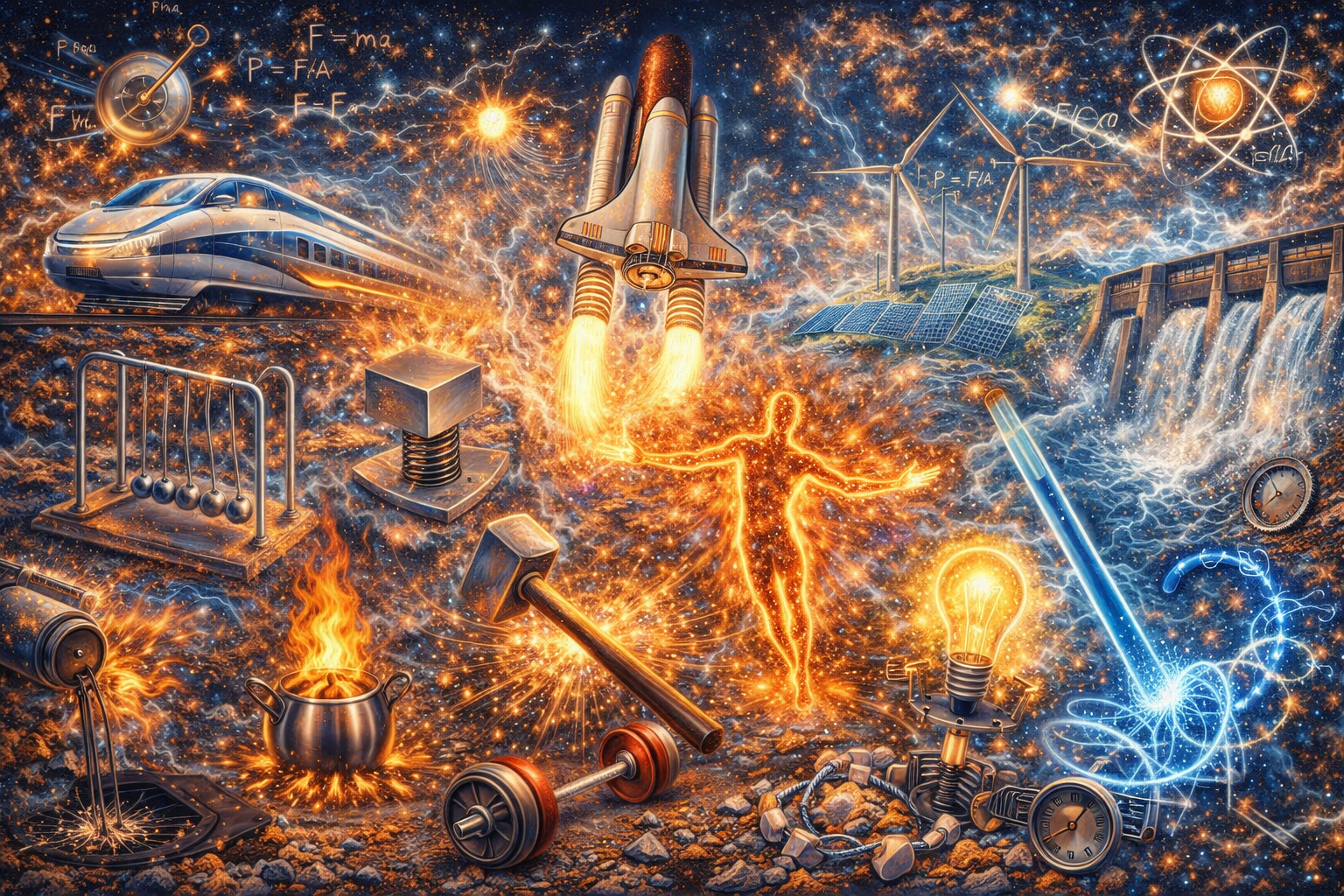 விசை, அழுத்தம், ஆற்றல், வேலை, திறன்